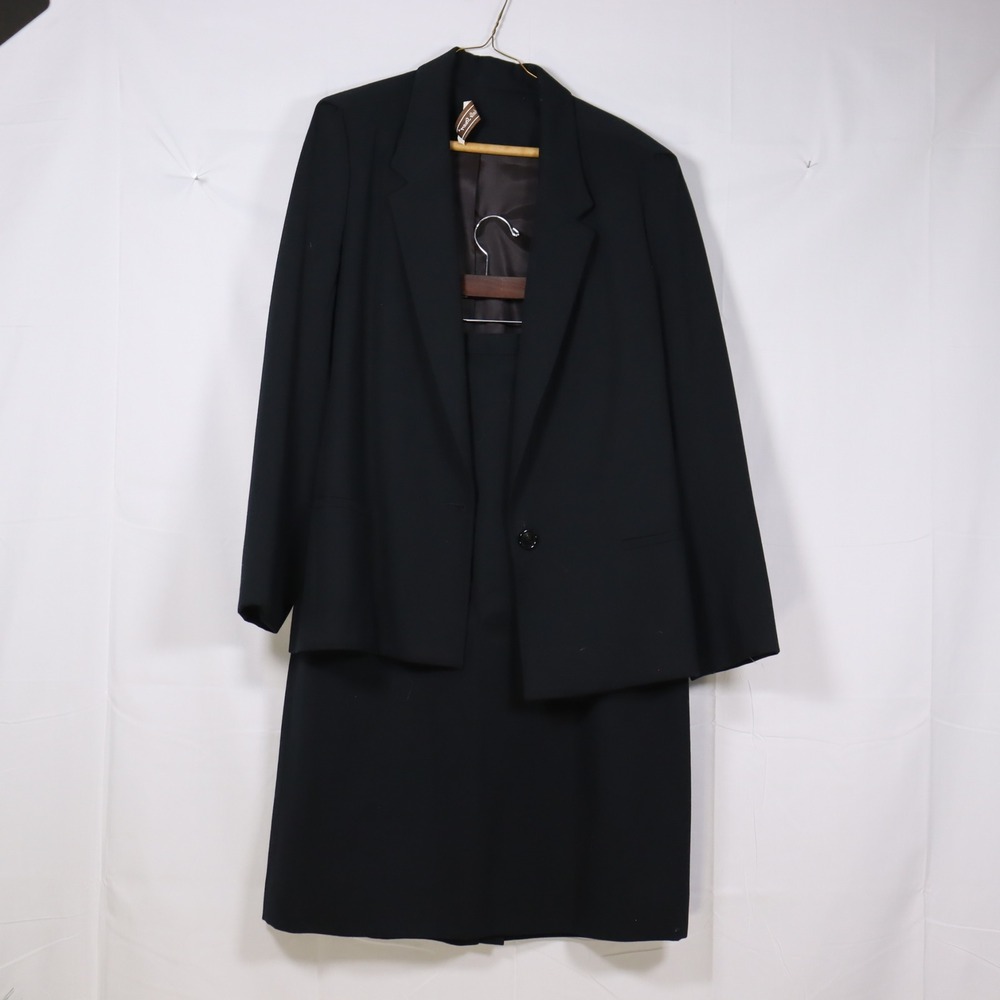 Michelle Stuart Skirt Suit Size 14‎ Black Womens Vintage Professional Career